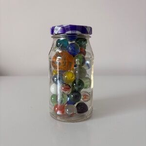 Jar of Vintage Marbles includes 1 Shooter Marble 50+ Glass Nostalgia
